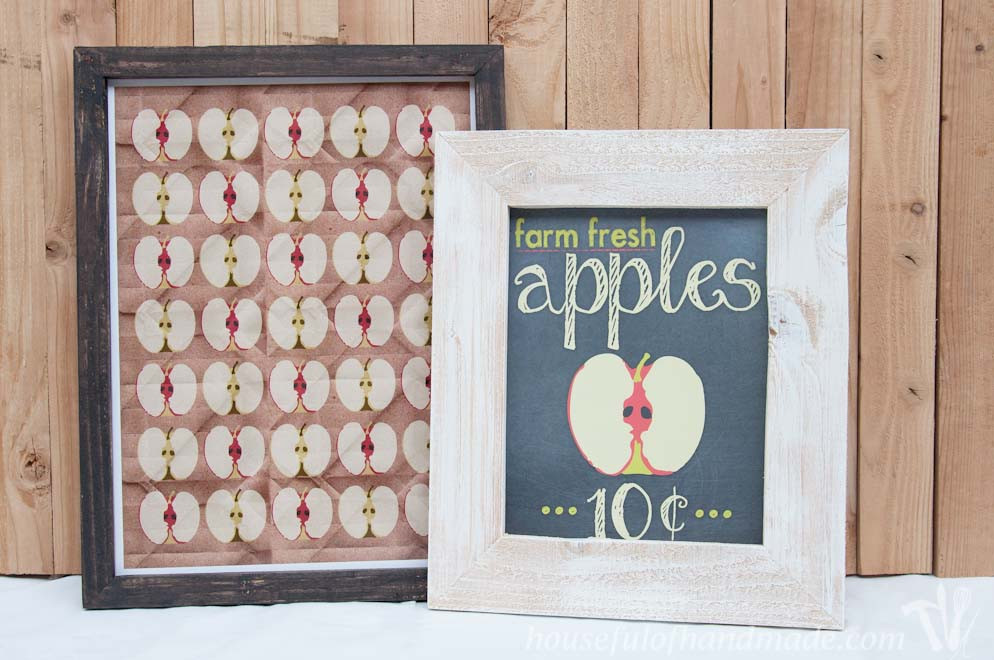 Rustic wooden picture frame DIY project showcasing fall apples, perfect for adding a seasonal touch to home decorations.