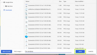 Save button in the 'Save image as' dialog on Chromebook
