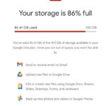 Google Drive storage almost full warning