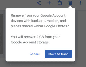 Google Photos deletion warning