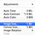 Opening the image size dialog box in Photoshop