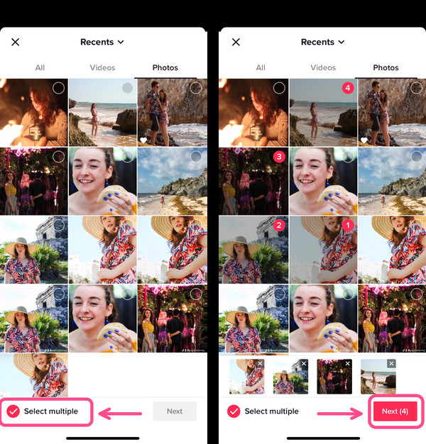 Selecting multiple photos for a carousel