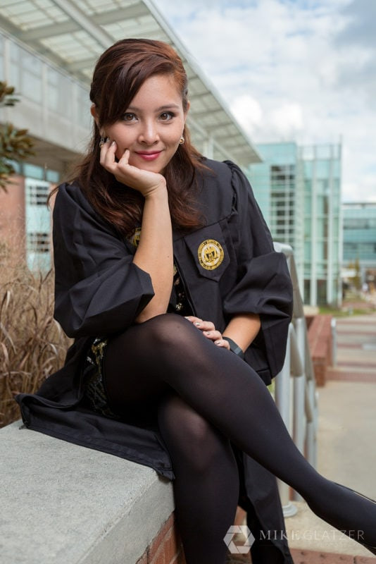 senior portrait cap and gown on location vs yearbook photos