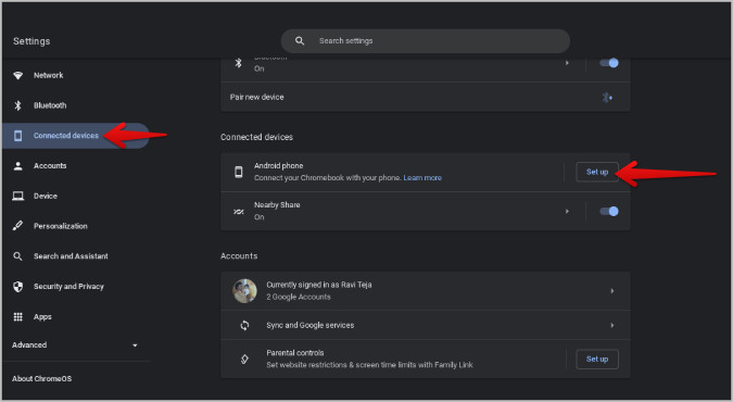Setting Up Android Phone Connection on ChromeOS