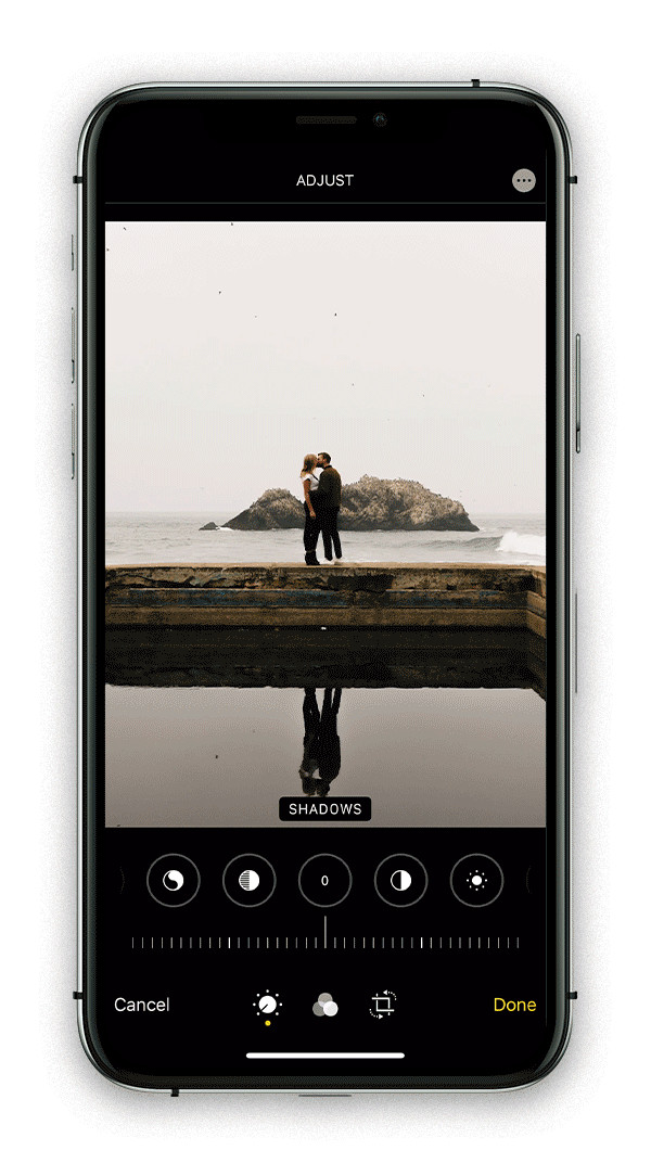 Video demonstration of shadow adjustment on iPhone
