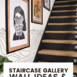 Elegant staircase gallery wall featuring a variety of picture frames and art, demonstrating how to arrange photos on a staircase wall