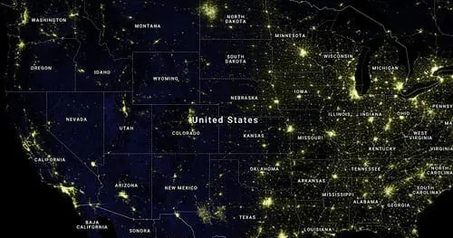 Light pollution map highlighting dark sky areas ideal for stargazing and aurora viewing.