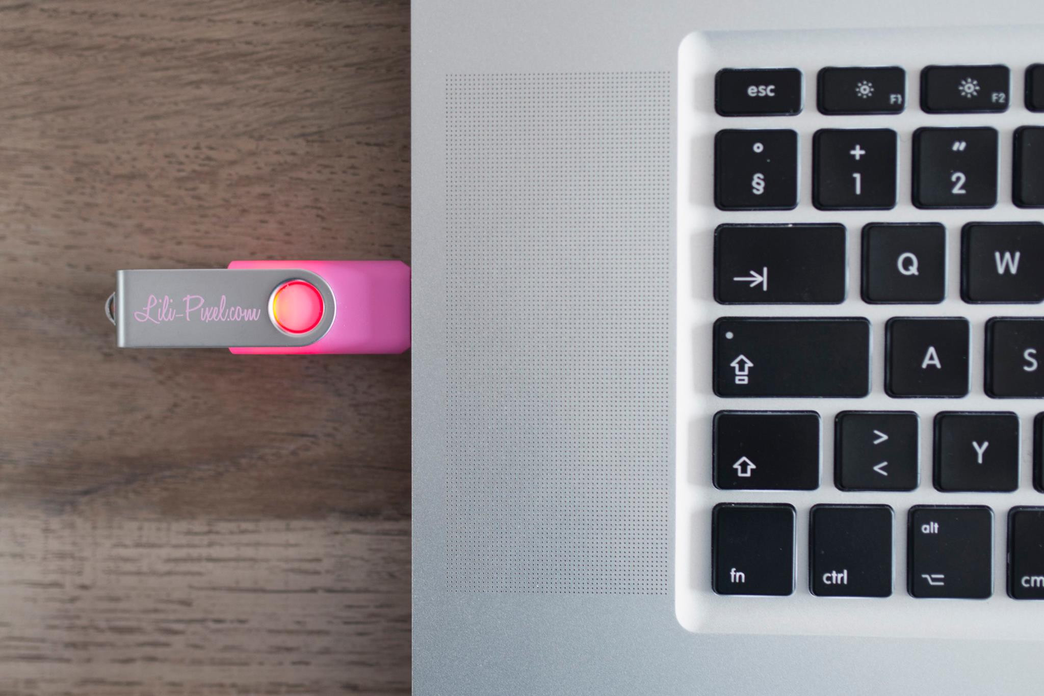Pink custom flash drive with solid print