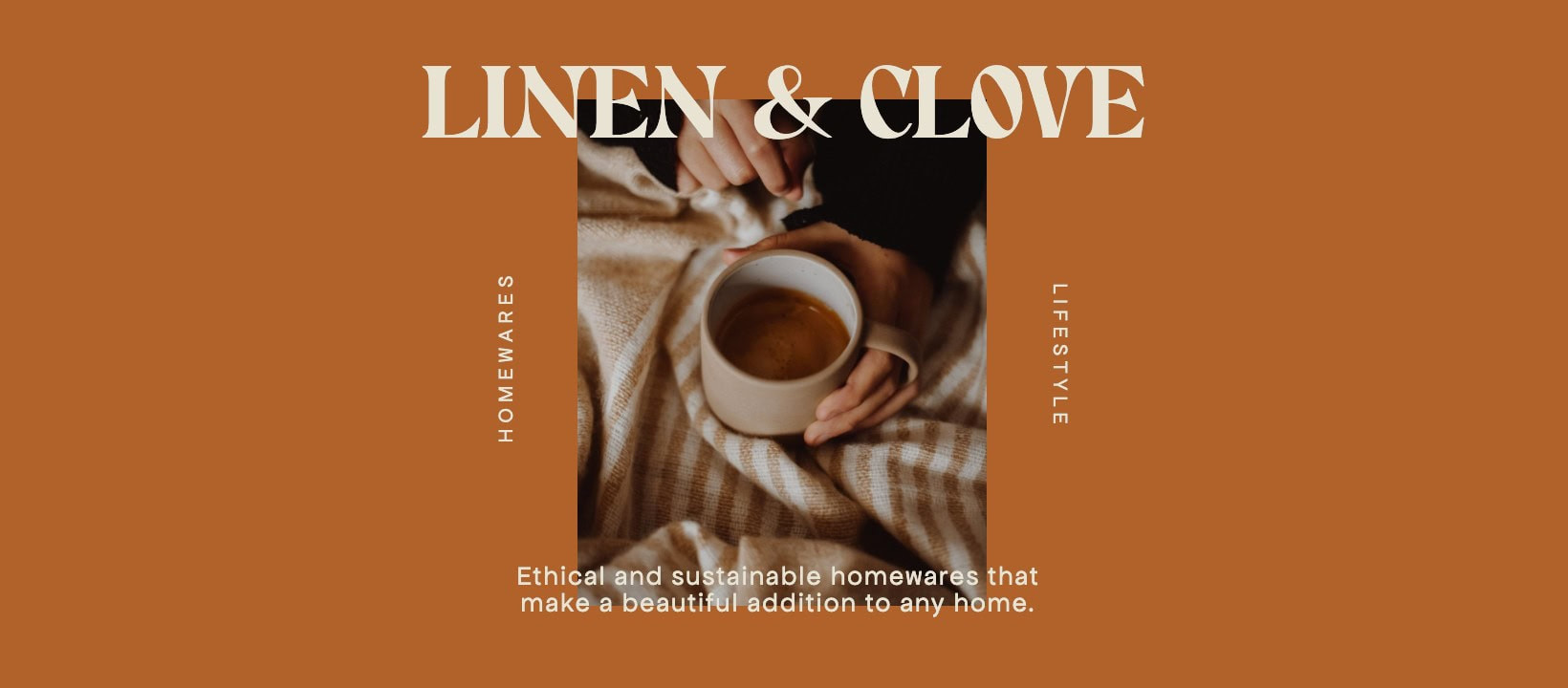 An image of a Facebook cover photo design featuring ethical and sustainable homeware, demonstrating product focus and brand values. The homeware cover photo emphasizes product benefits.