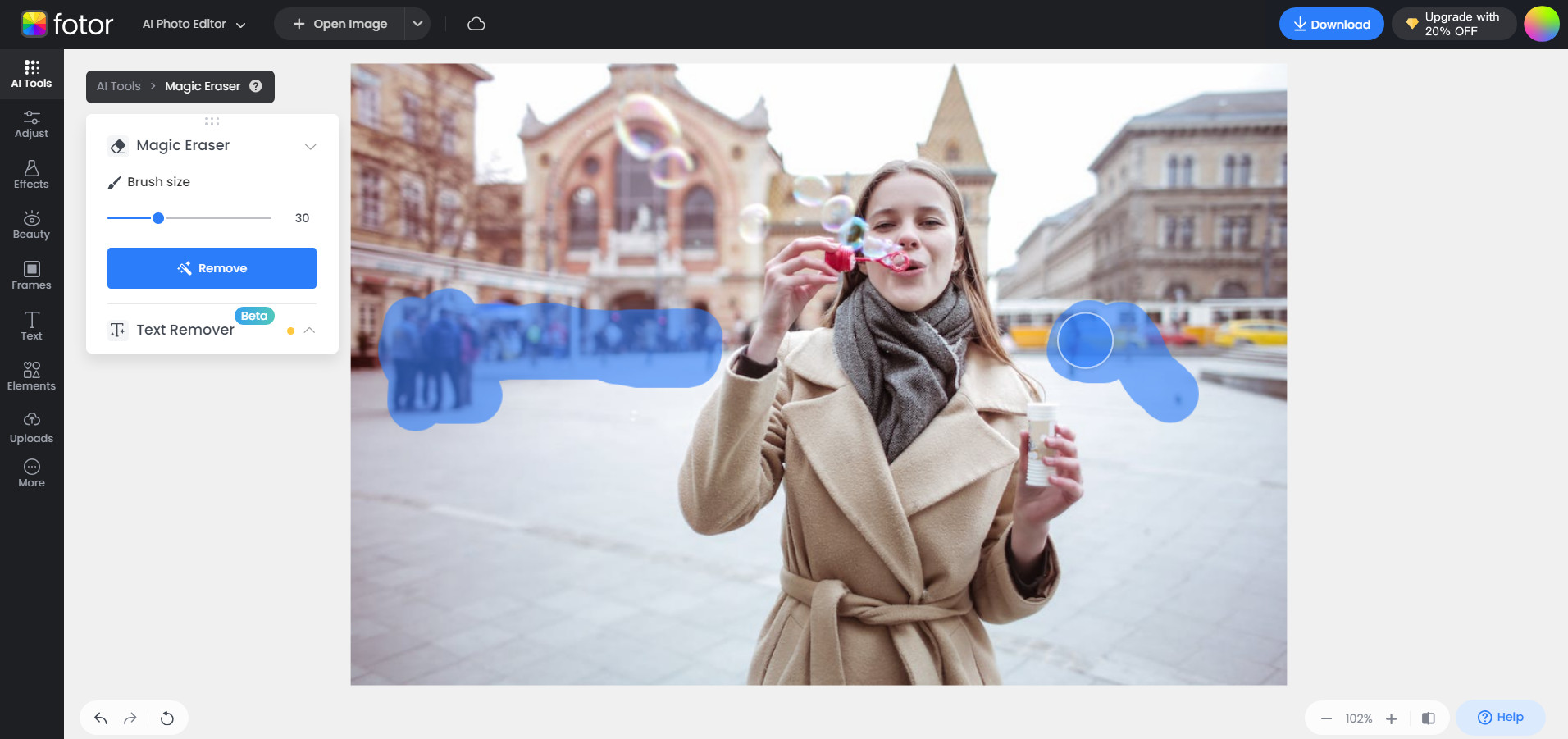 Use Fotor's online object remover to conveniently remove people from photos directly in your browser