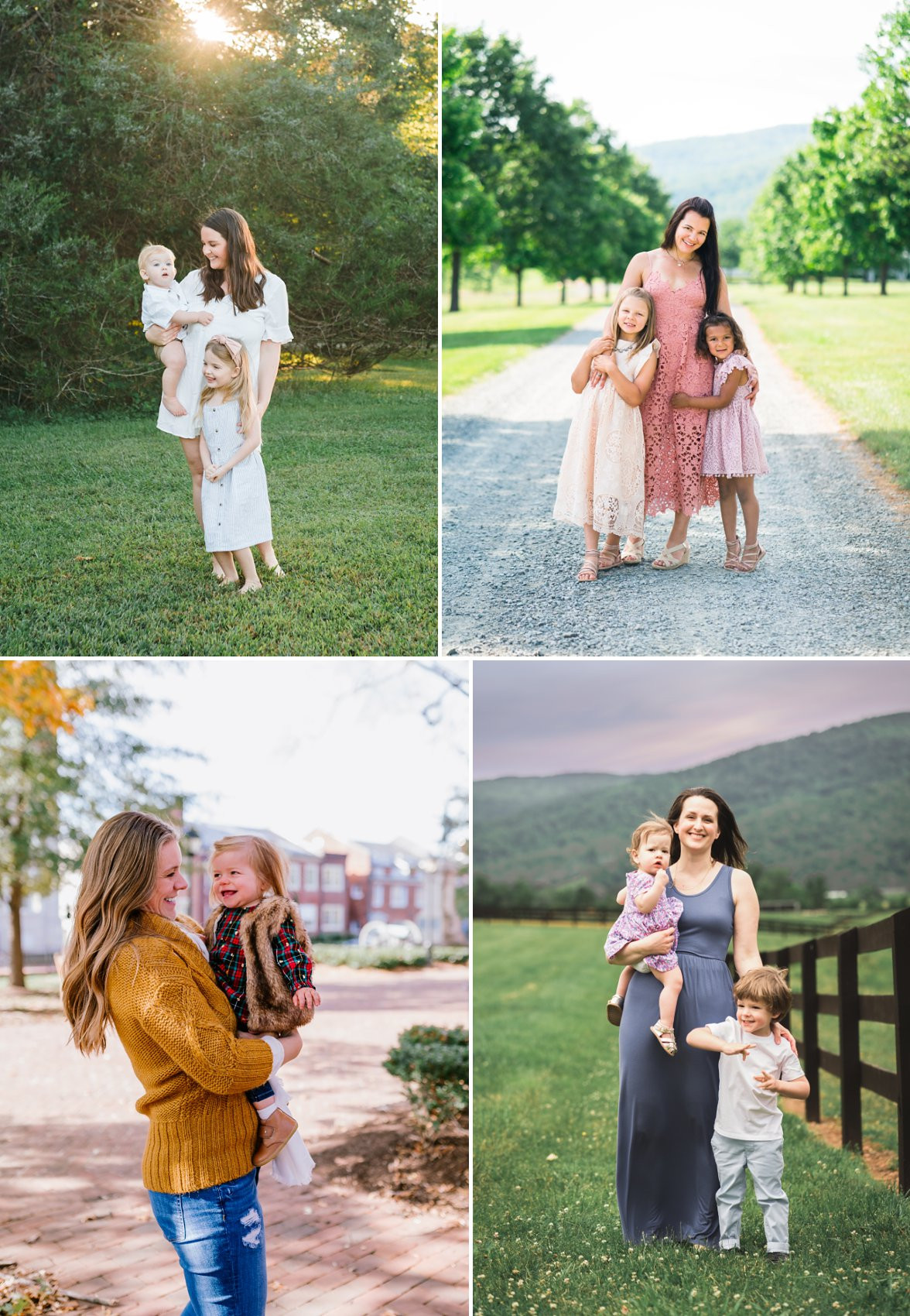 Mom in a flowy dress for family photos