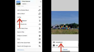 iPhone showing AirPlay destinations including a smart TV