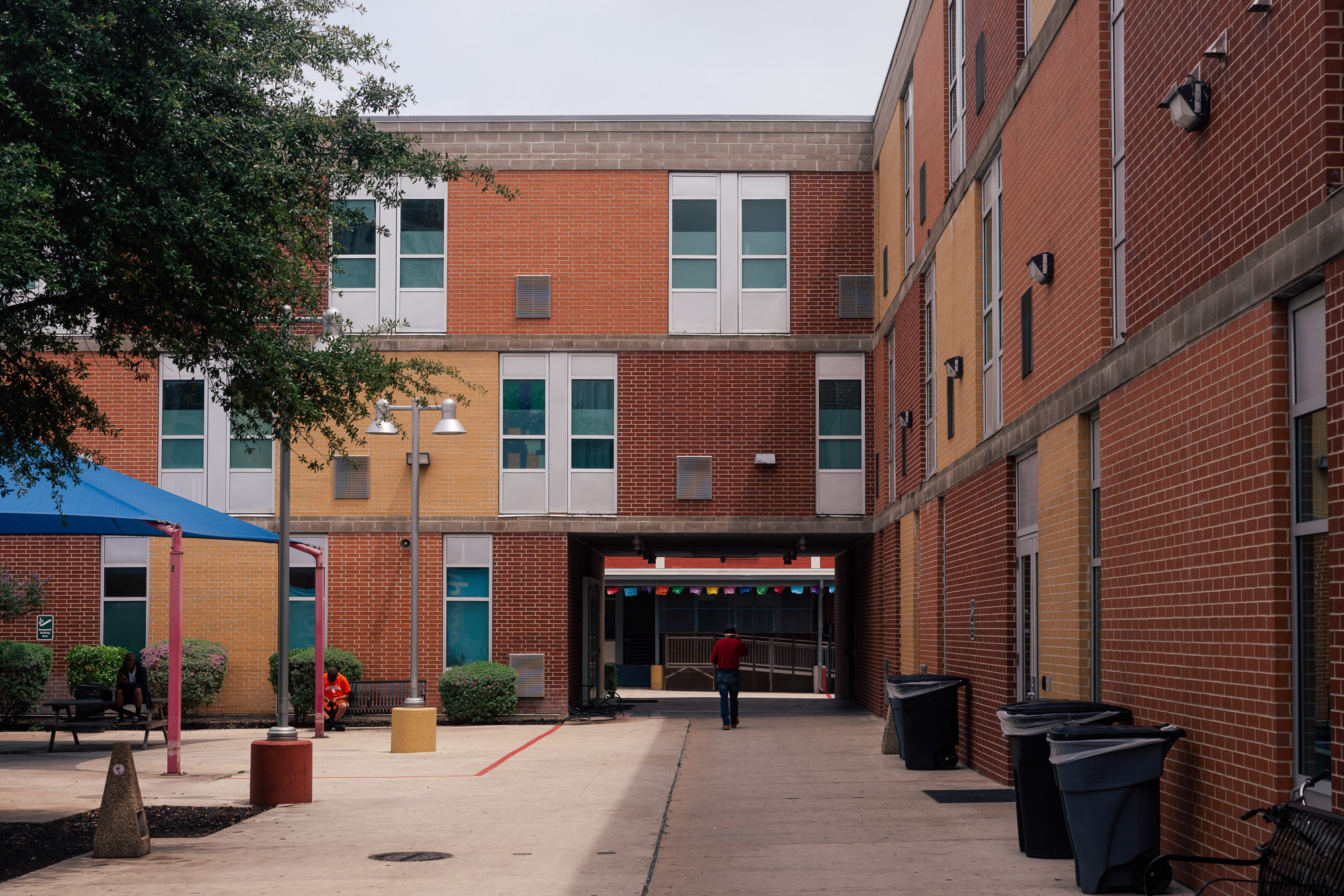 Residential buildings on the campus of Haven for Hope in San Antonio, Texas, May 10, 2023, showcasing the shelter's facilities.