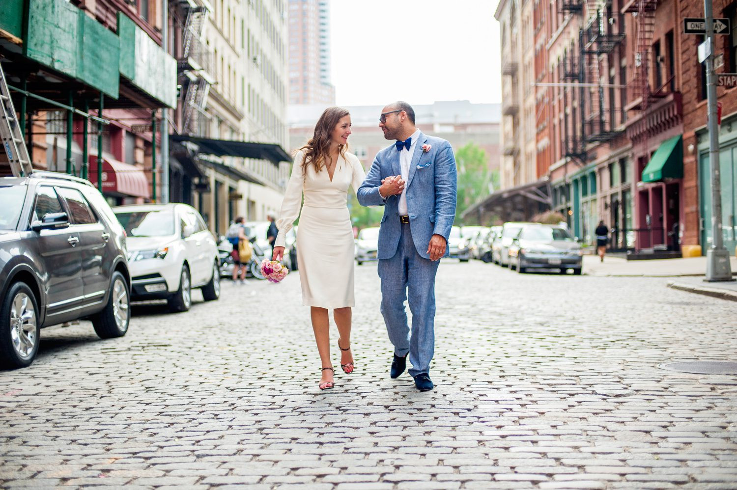 Couple with red umbrella in NYC