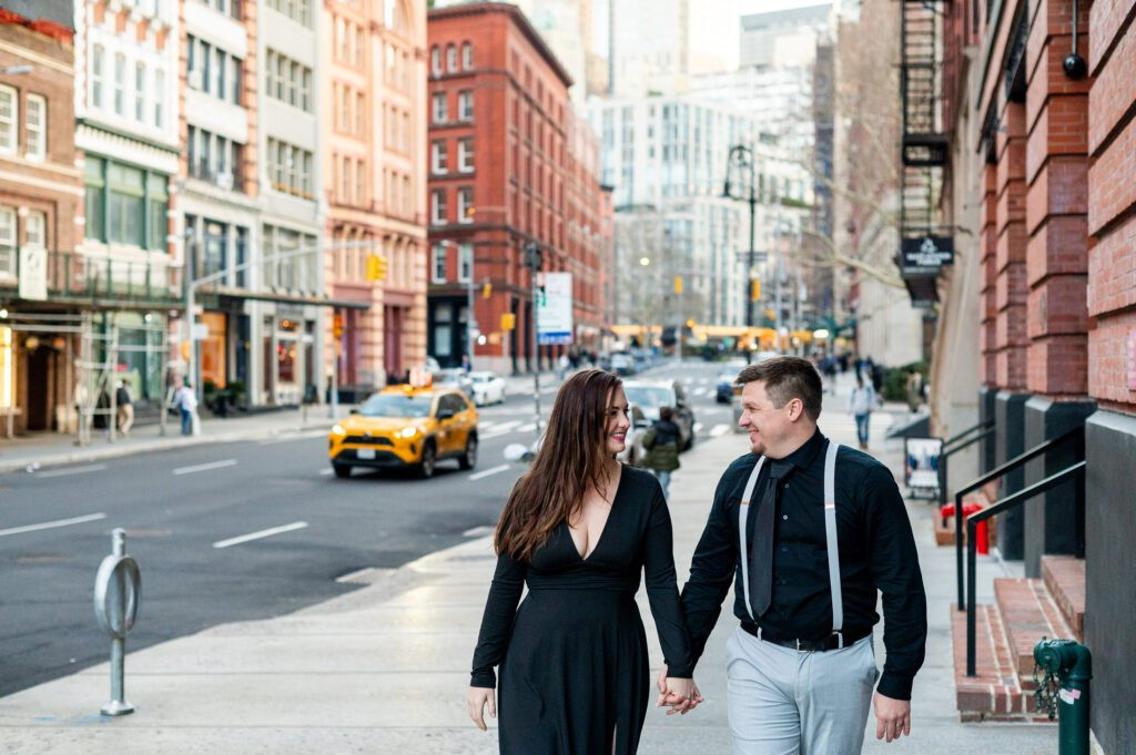 Couple strolling in Tribeca