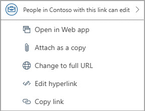 Select Links to the OneDrive File