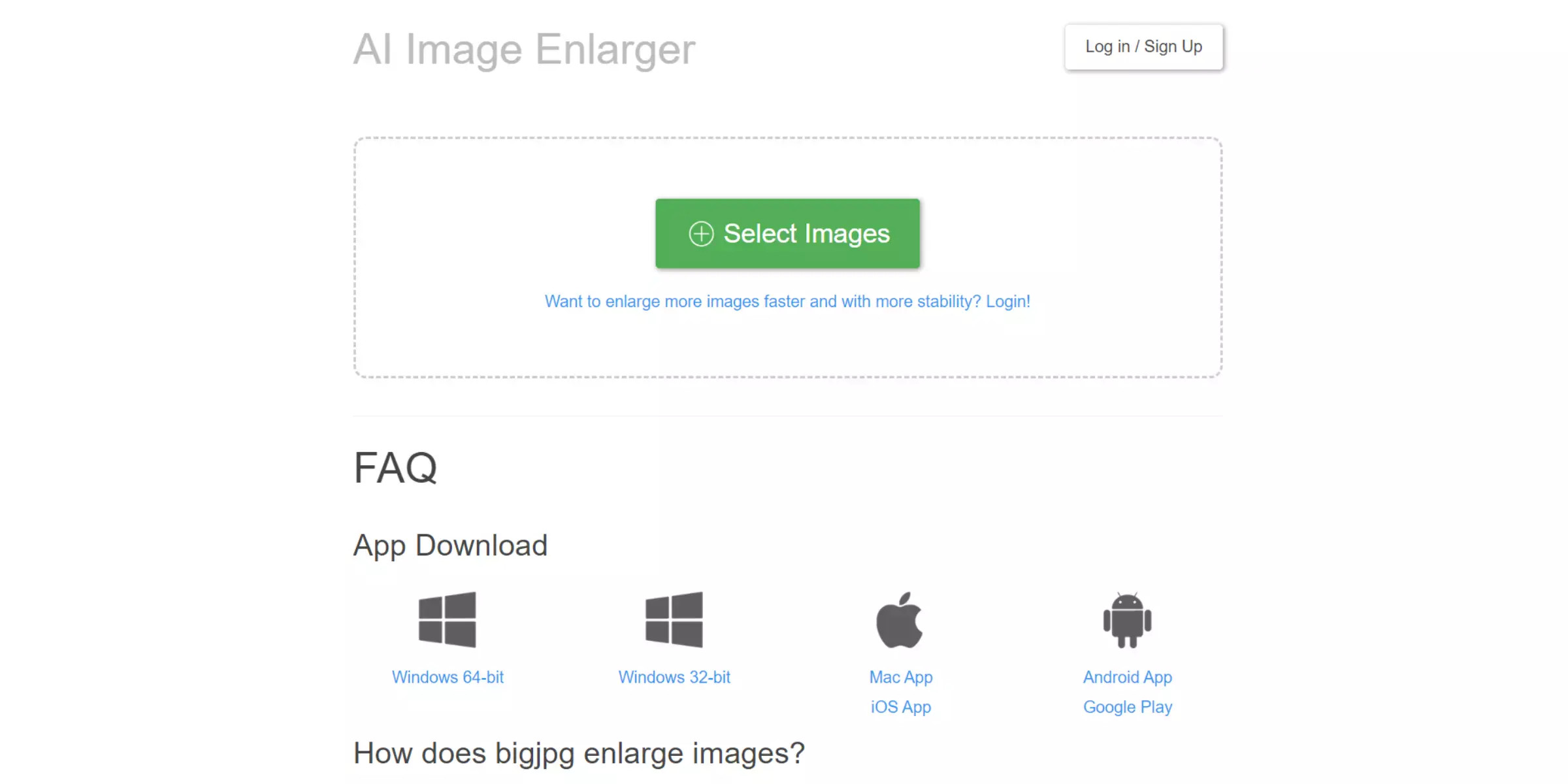 Bigjpg interface