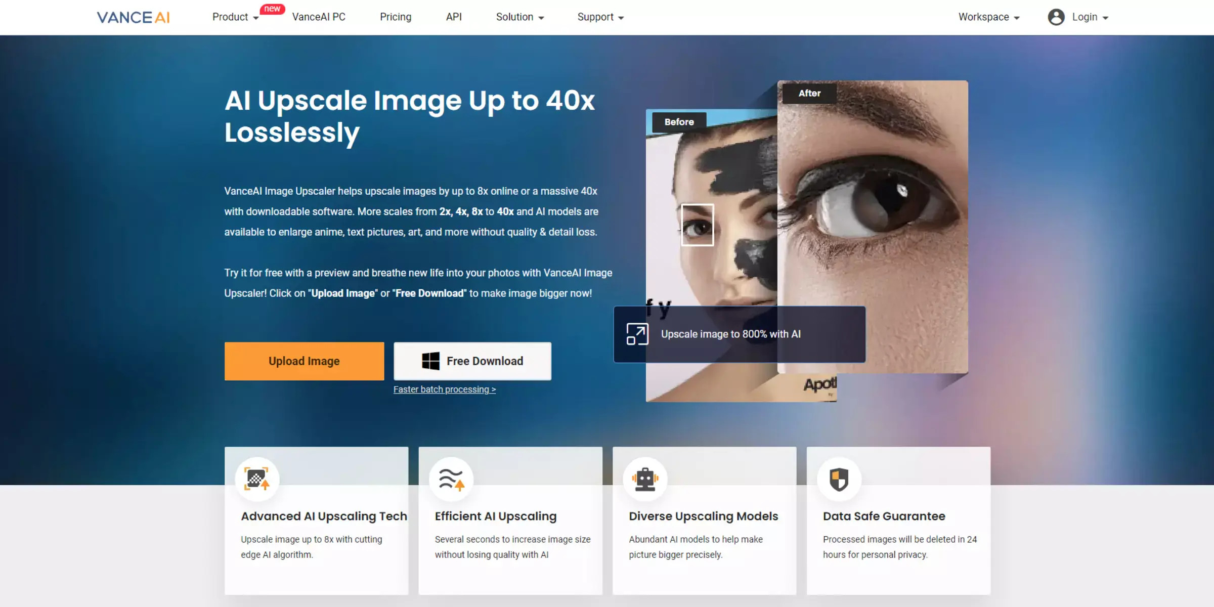 VanceAI interface
