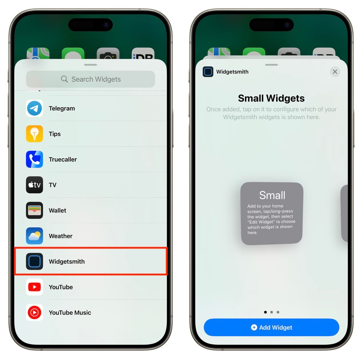 Add the Widgetsmith to your iPhone Home Screen