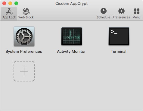 Screenshot of the App Lock tab showing the Add icon, the Preferences button, and more
