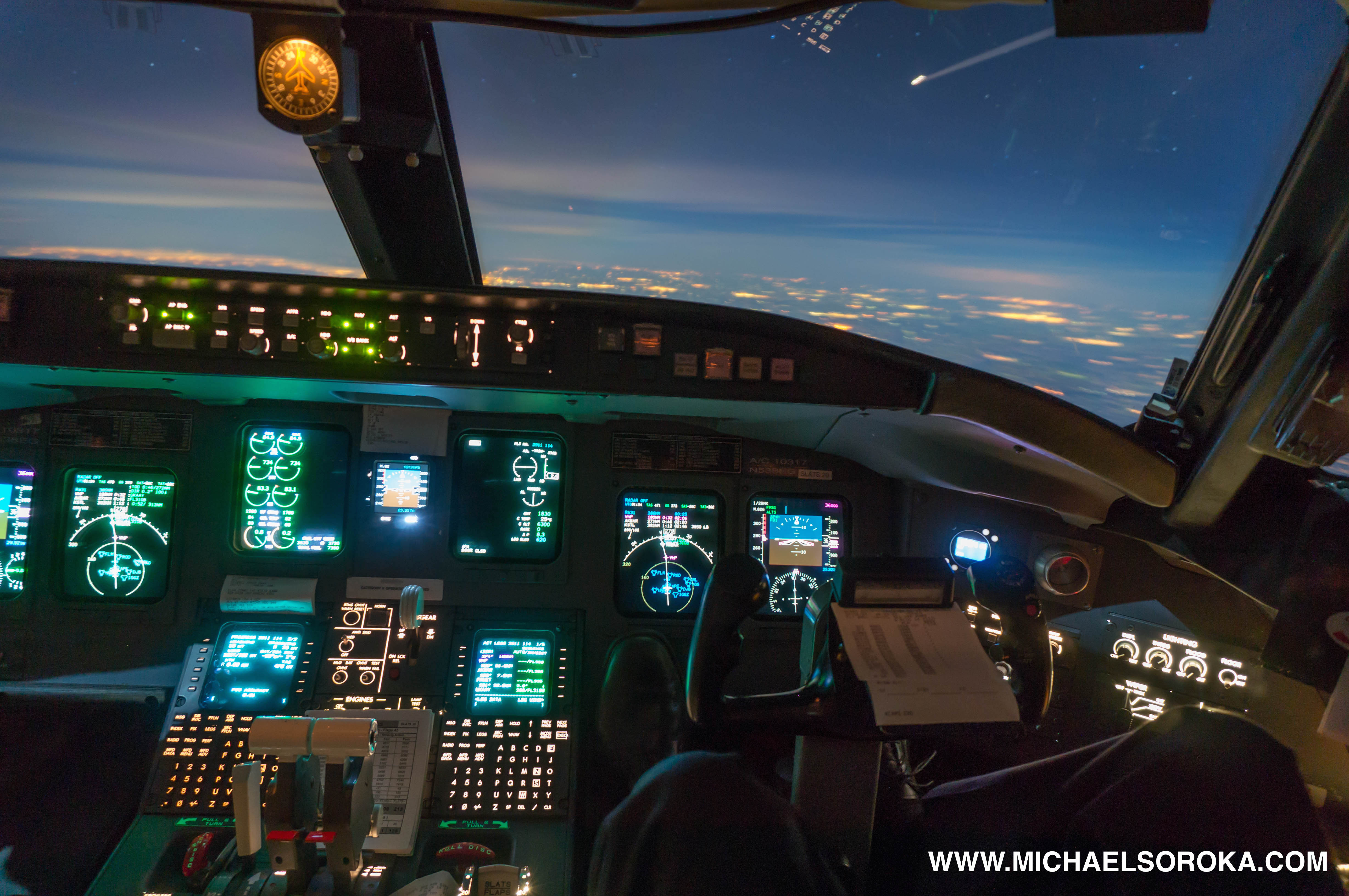 CRJ-700 Cockpit Take pictures at night and avoid turning up the ISO on your camera.