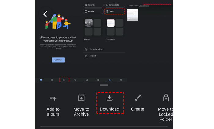 Download option on Google Photos