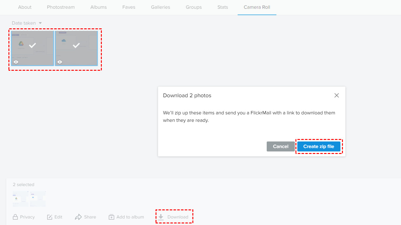 Click Create Zip File