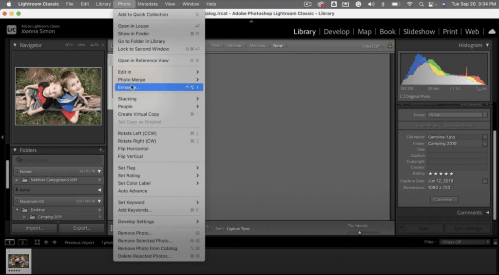 Enhance feature in Lightroom