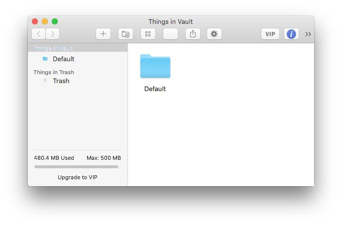 Screenshot of the Default vault