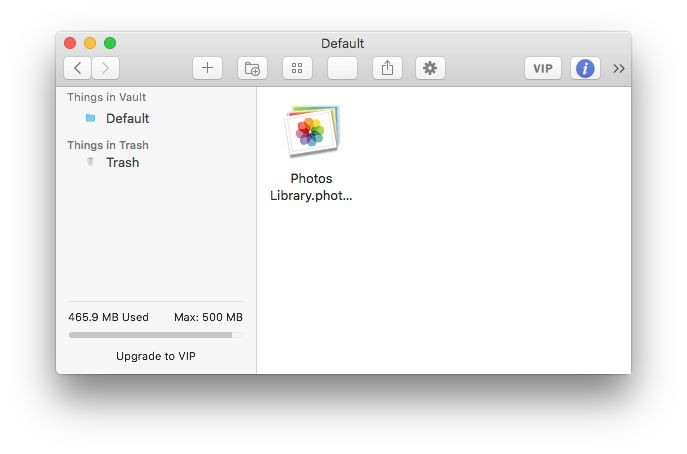 Screenshot of dragging the Photos library into the vault
