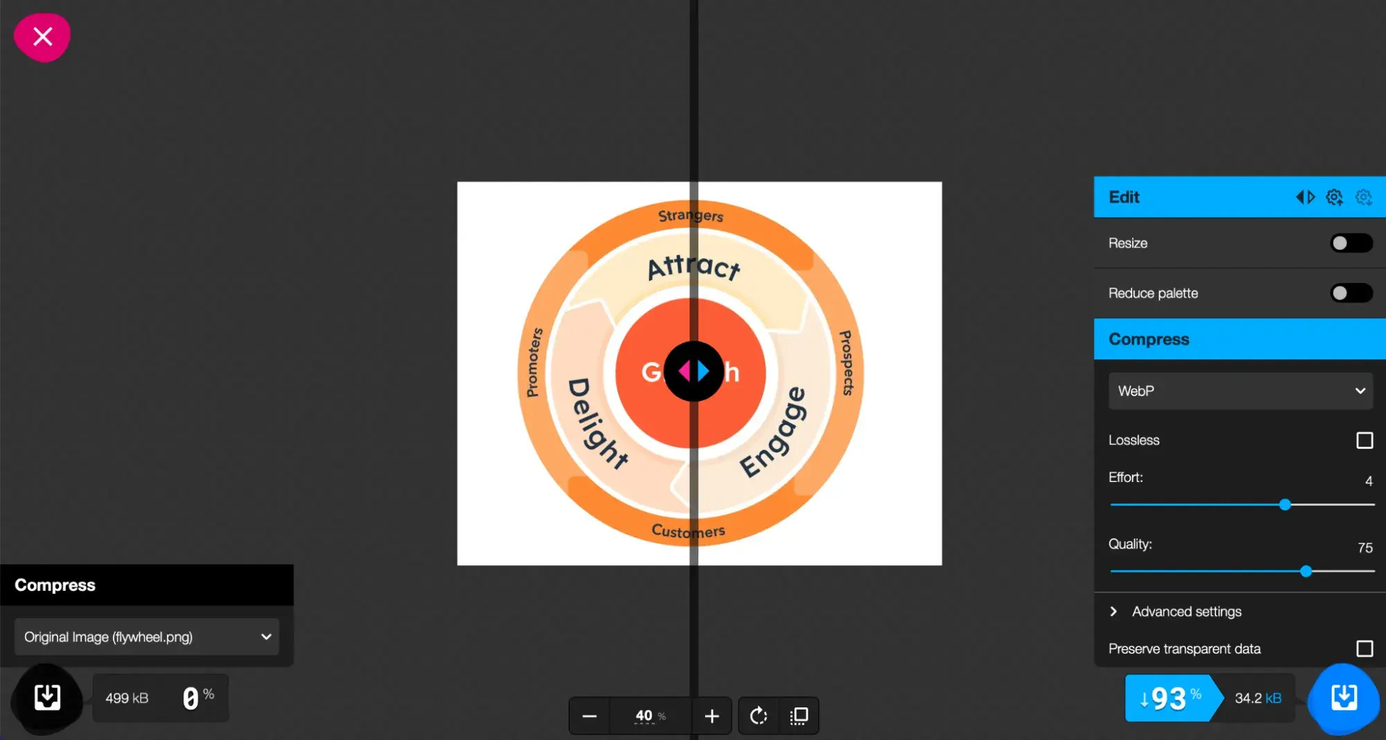 Resizing image in Squoosh