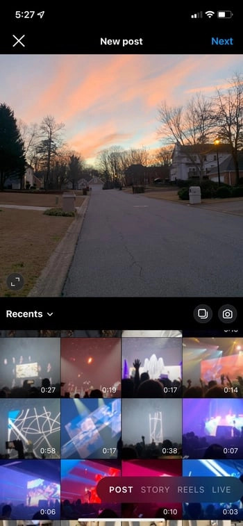 Instagram Photo Selection Interface