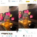 iPhone portrait mode interface showing depth control