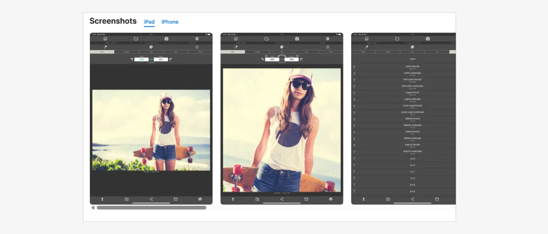 Interface of the Image Size app for resizing photos on iPhone