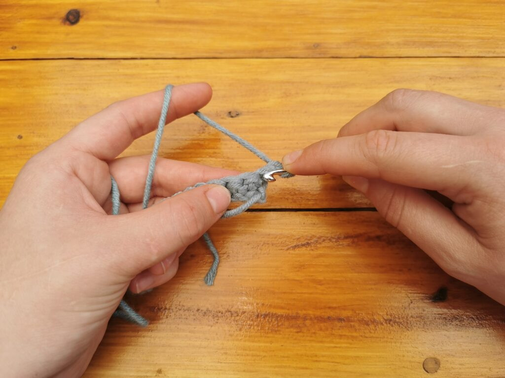 Inserting the hook into the first stitch of the row aligns the new row with the previous one