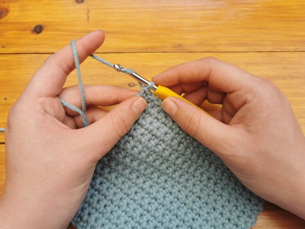 At the end of your project, yarn over like for when you make a chain 1.