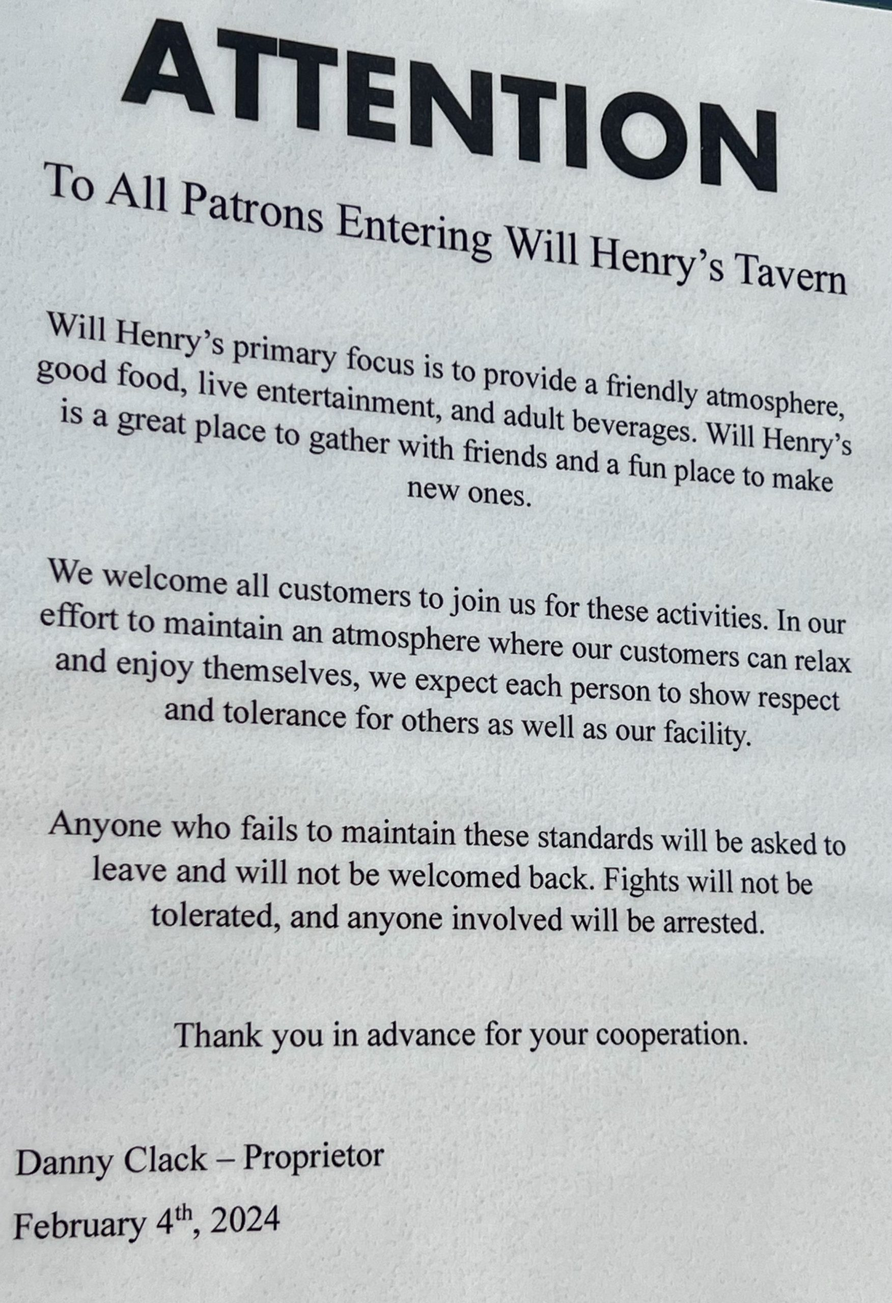 A live band, Unlimited, performing at Will Henry's Tavern, creating a lively atmosphere