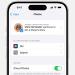 Shared Library invitation displayed in iPhone Settings