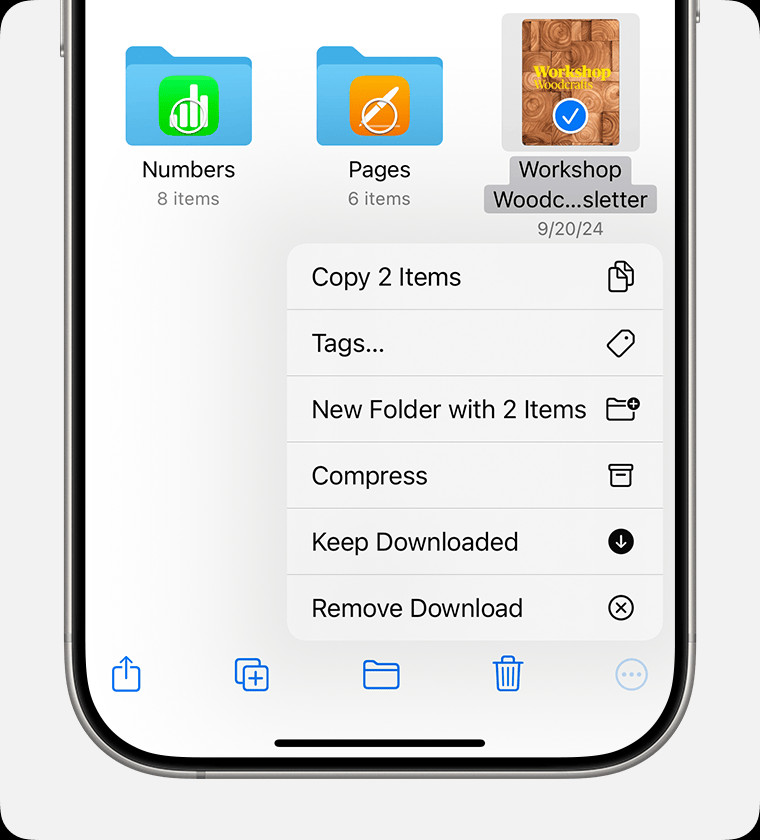 Compress option in the Files app on iPhone