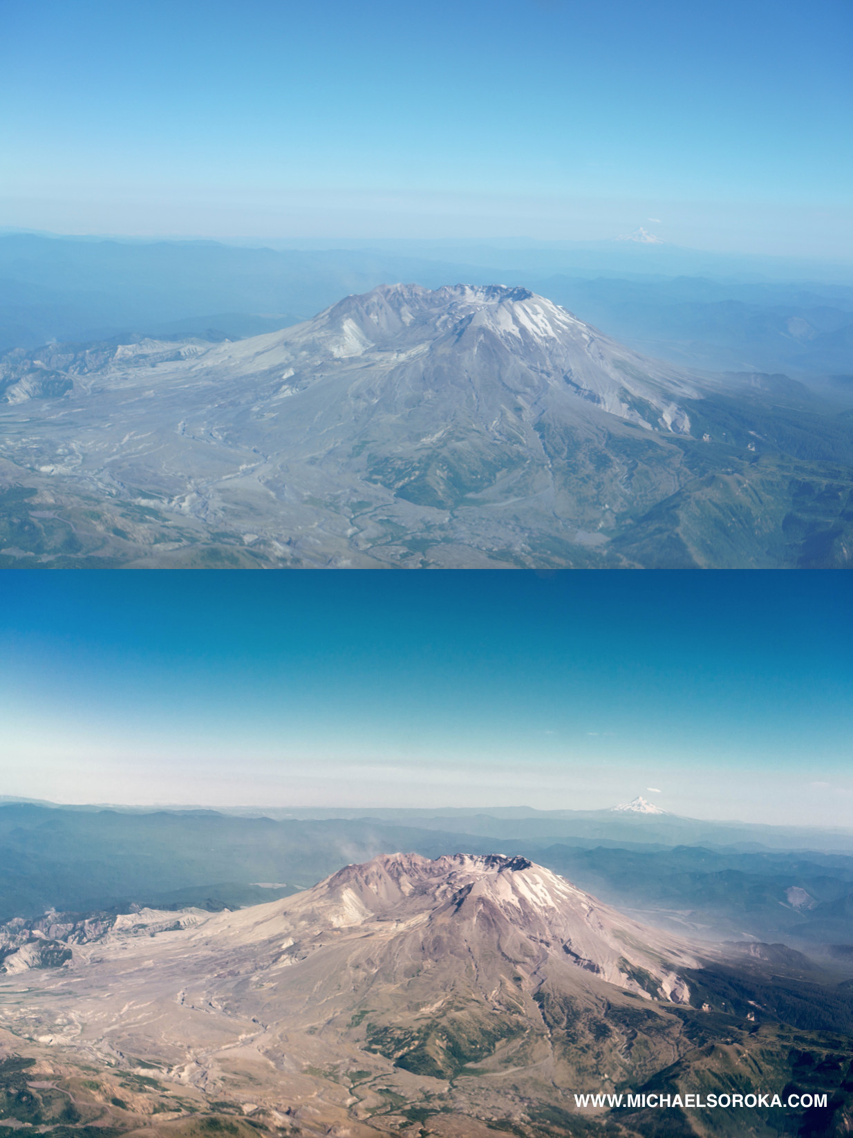 Mount St. Helens From Air Cutting through haze, glare, and whitewash