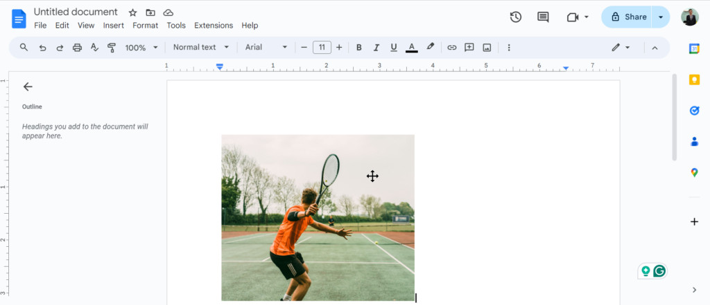 Paste the image into a new Google Docs document