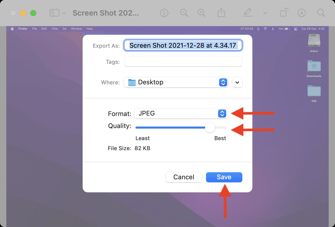 Compressing a Single Image Using Preview