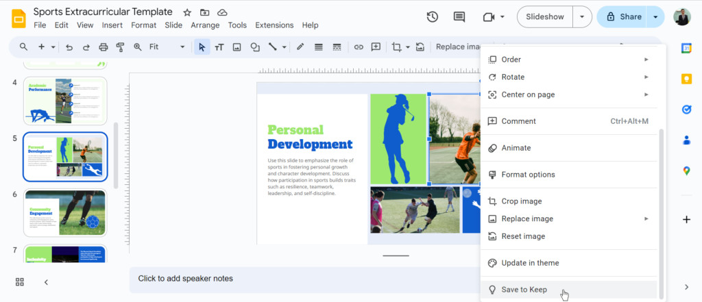 Save the image to Google Keep by right-clicking and selecting 'Save to Keep'