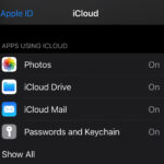 iPhone settings showing iCloud and Photos options