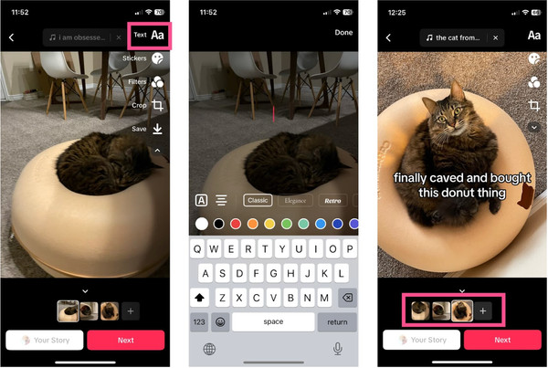 Adding text to a photo in a TikTok carousel
