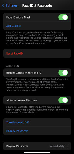 Disable Apple Pay authentication to prevent unauthorized purchases with Face ID