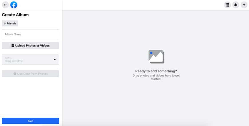 Screenshot of Facebook gallery interface