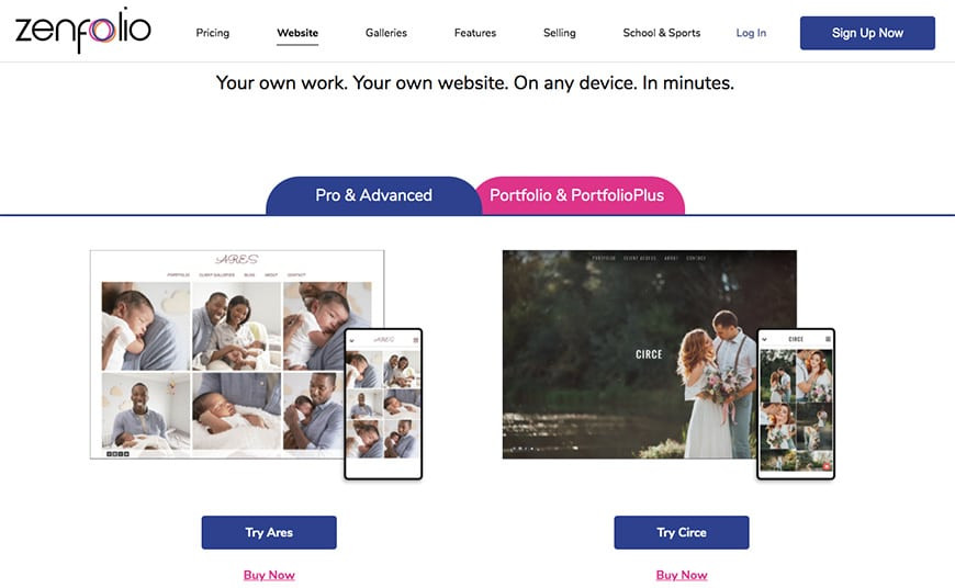 Zenfolio user interface