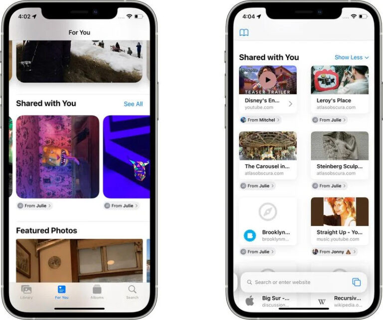 Shared with You iOS 15 with multiple application