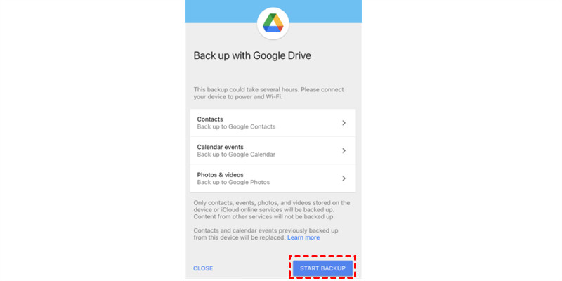 Monitor the progress of your photo backup, ensuring that all your images are safely stored in Google Drive